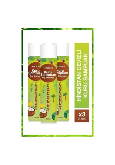 Watsons Hindistan Ceviz Aromalı Kuru Şampuan 3 x 200 ML