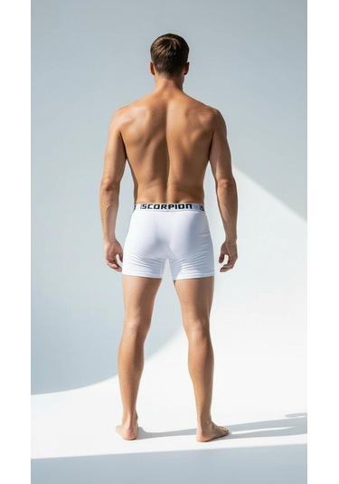 Erkek 6 Lı Boxer Seti Beyaz Renk Esnek Bel Lastikli Beyaz