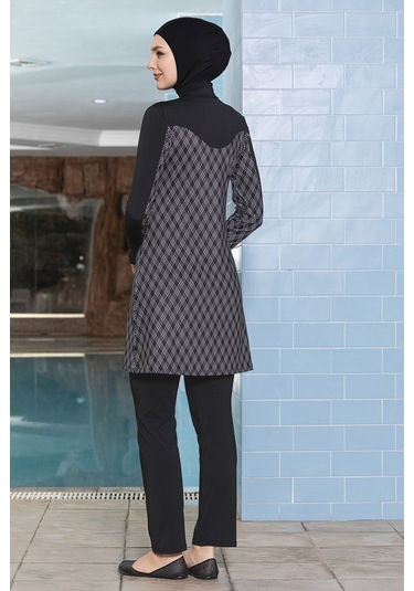 Likralı Tam Kapalı Tesettür Mayo 1272 Siyah Siyah