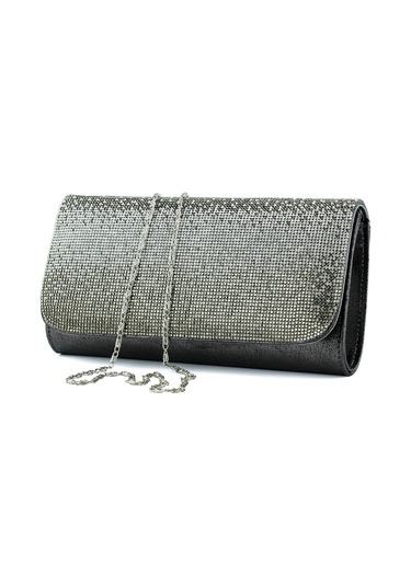 Erkan Saçmacı Antrasit Degrade Kristal Taşlı Zincir Askılı Manyetik Kapaklı Abiye El Çantası Antrasit