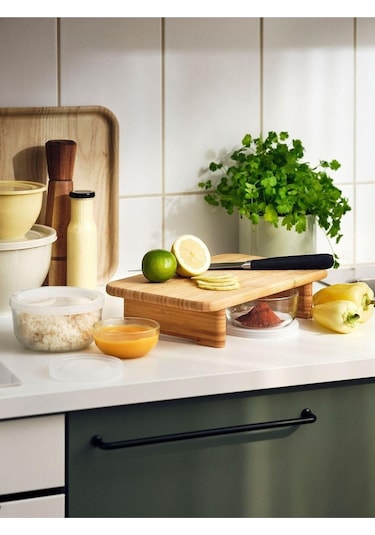 Nishev Ayaklı Kesme Tahtası Sunum Tahtası Bambu 35x22 Cm