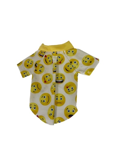 Gobo Emoji Desenli Kırmızı Papyonlu Beyaz Kedi Köpek Kıyafeti Elbisesi