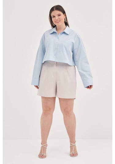 Crop Gömlek-1792 Açık Mavi