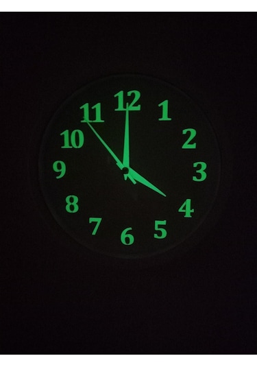 Fosforlu Gece Parlayan Beyaz Duvar Saati 4 Adet Çanta Hediyeli Beyaz