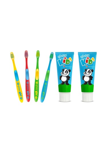 Amway Glister Kids Diş Macunu 2 x 65 ML + Diş Fırçası 4 Adet