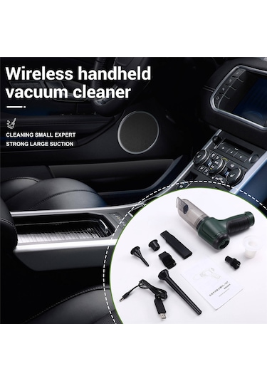 Gildedwill Mini El Tipi Elektrikli Süpürge Kablosuz Araba Elektrikli Süpürgesi Taşınabilir Şarjlı Toz Emici Elektrikli Süpürge Yeşil