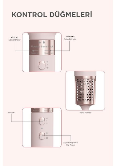Torima Thd-01 Pembe 7 In 1 Hava Üflemeli Saç Şekillendirici