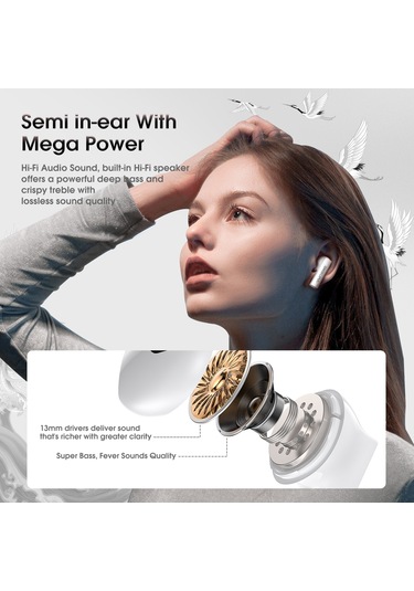 Onıkuma T301 Şeffaf Karikatür Kablosuz Bluetooth Kulaklık Beyaz