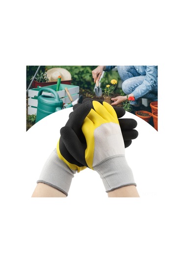 Mufunye Ergonomik Taşınabilir İş Eldiveni - Nemi Emici Pamuklu, Kaymazsız Yastık Deseniyle Bahçe, Ziraat Ve Bakım Çalışmaları İçin Sarı