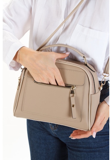 Kadın Günlük Siyah Vizon Omuz Çantası 2 Adet Siyah - Vizon