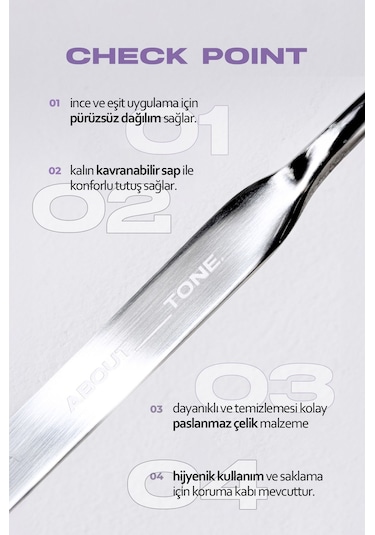 About Tone Paslanmaz Çelik Viral Makyaj Uygulama Spatulası ABOUT TONE Spatula
