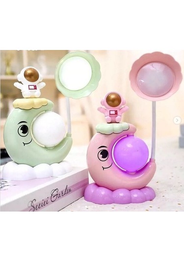 Larimar Çocuk Odası Ay Ve Astronot Desenli Gece Lambası - 9081067415618lmr Çok Renkli