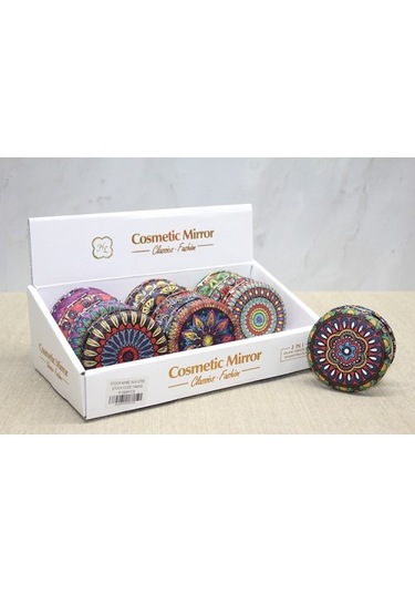 Büro Ev Ofis Personel Hediyesi İçin Taşlı Kalın Yuvarlak Stil El Aynası Çok Renkli