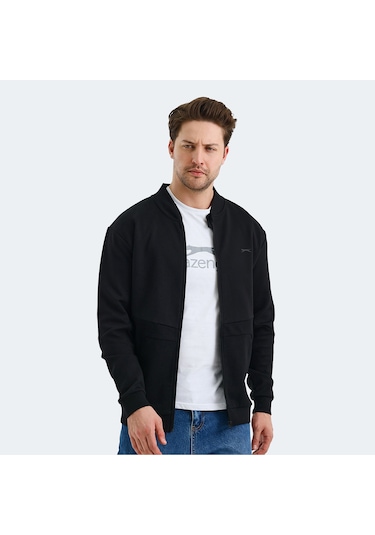 Slazenger VLAD Erkek Cepli Fermuarlı Siyah Sweatshirt