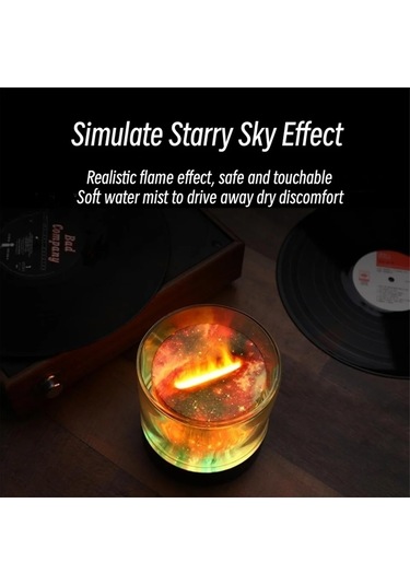 Sones Renkli Işık Alev Aromaterapi Nemlendirici Ev Ortam Işığı Masaüstü Koku Difüzörü