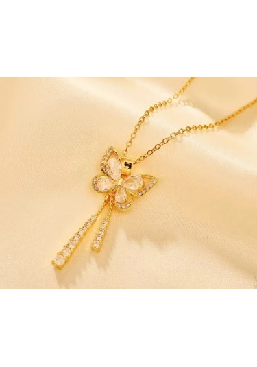 Shinefly Altın Kaplama Kelebek Püskül Kolye-sevdiklerinize Ve Kendinize En Özel Hediye Altın