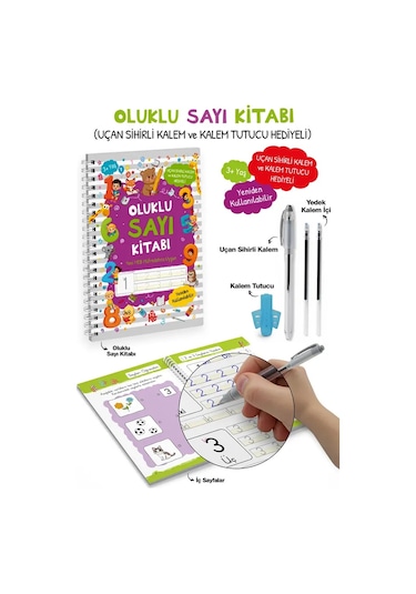 Oluklu Sayı Kitabı / Uçan Sihirli Kalem Ve Kalem Tutucu Hediyeli / 3+