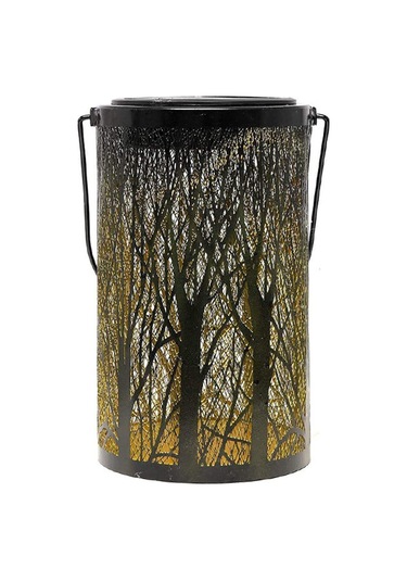 Maiyame Güneş Enerjili Demir Fener, Otomatik Açık/kapalı, Ip44 Su Geçirmez, Bahçe/manzaralı Işık, 5 Ağaç Projeksiyeli, Konforlu Romantik Işık Siyah