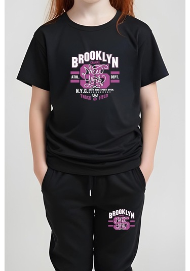 Fyk Kids Kız Çocuk Broklyn 95 Baskılı Alt-üst Takım Siyah
