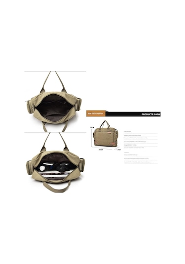 Çok Amaçlı Trend Çok Bölmeli Kanvas Büyük Kapasiteli Omuz Çantası D7017 Haki