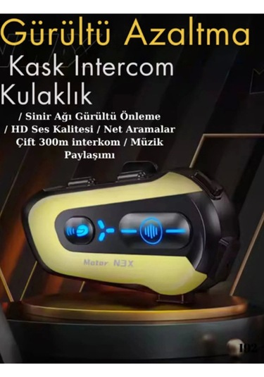N3x Rgb Işıklı Intercom 3 Kişi Bağlantılı 1000mah Motosiklet Bluetooth Kulaklık Seti