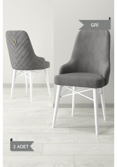 Ege Serisi,beyaz Gürgen Ayaklı 1.sınıf Babyface Kumaş Cappucino Sandalye 2 Adet Gri