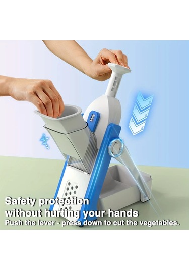 Honeybeeshop Genaı Çok Amaçlı Sebze Doğrayıcı Ve Meyve Dilimleyici Blue Manuel Gıda Rendesi Ayarlanabilir Paslanmaz Çelik Bıçak İle Patates Soğan Havuç İçin 1 Parça