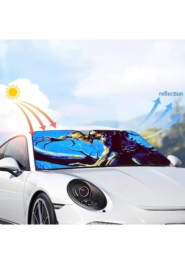 Goldenqian I-ıron Maıden Araba Pencere Ön Cam Kapak Güneş Gölge Otomatik Güneşlik Araba Kapakları Araba Güneş Koruması Z5