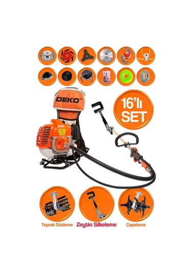 Deko Dkzy16 Yeni Nesil Özel Sırt Tırpan + Çapalama Seti + Zeytin Toplama 16 Parça Full Set