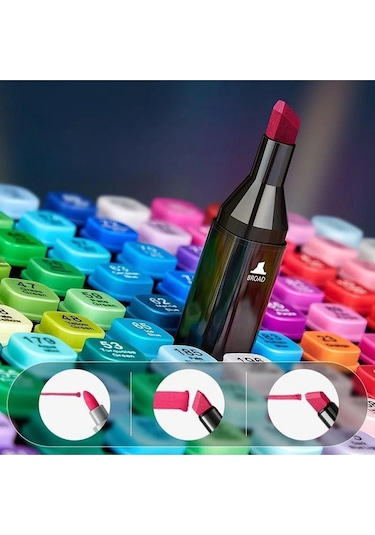 24 Renk Marker Resim Mimari Ve Grafik Tasarım Kalemi 24 Lü Çift Taraflı Marker Keçeli Kalem Seti Çok Renkli