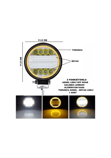 Off Road LED Turuncu Angel - Beyaz Ledli 3 Fonksiyonlu 1 ADET