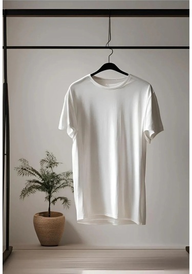 Vexor Kadın Bisiklet Yaka Oversize T-shirt Kırık Beyaz