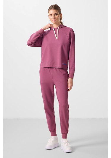 Soft Vişne Kapüşonlu Oversize Kadın Eşofman Takım - 95336 Soft Vişne/soft Vişne