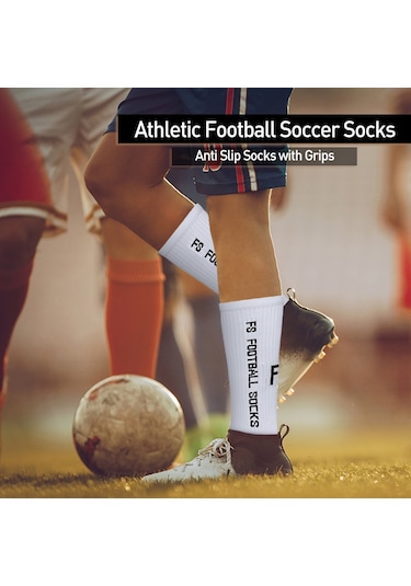 Ranyeek 6 Çiftlik Spor Çorapları Seti - Yapışkanlı Futbol Çorapları, Beyaz Ve Renkli Seçenekler 39-46 Beden Beyaz