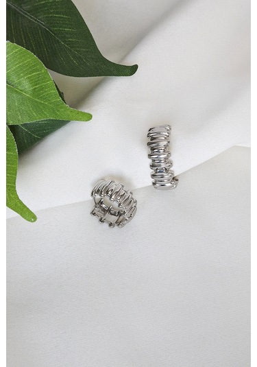 Mrs Flower Vintage Gümüş Renk Çelik Küpe Gümüş