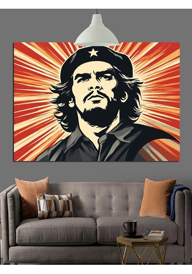 Che Guevara Siyah Portresi Dekoratif Kanvas - Mdf Ahşap Tablo