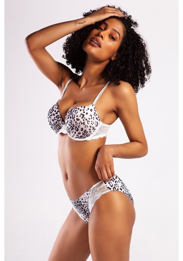 Goldy Heavy Push Up Bra, Gri Leopar Konforlu Ve Şık Sütyen Çok Renkli