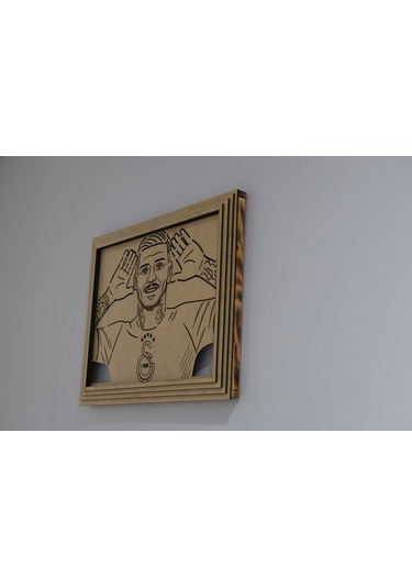 Led Işıklı Lazer Tasarımı Ünlü Futbolcu Figürlü Tablo Galatasaray Temalı Özel Tasarım Çerçeveli