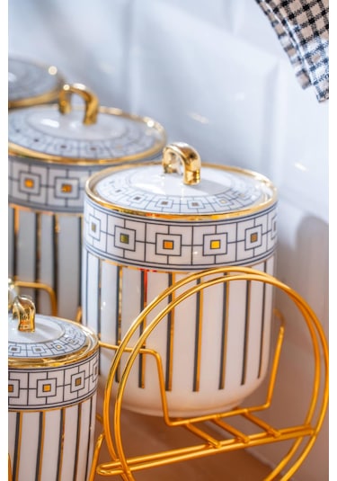 Diagon 8 Parça Baharat Kavanoz Seti Gold - Siyah