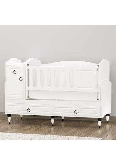 Garaj Home Sude Membran Beyaz Beşik Yatak Ve Uyku Seti Kombinli Beyaz