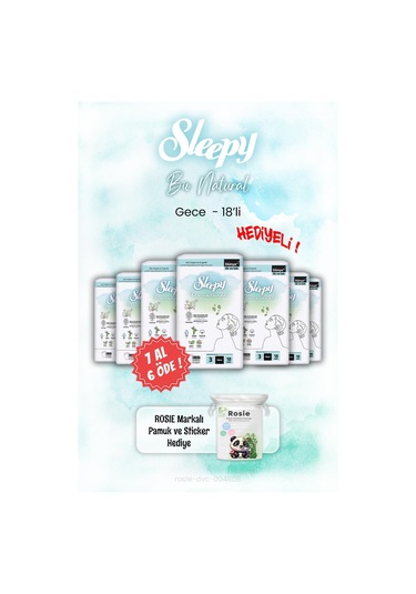 Sleepy Bio Natural 7 Al 6 Öde Gece Ped 18'li Ve Rosıe