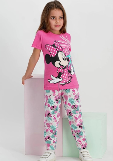 Minnie Mouse Lisanslı Pembe Kız Çocuk Pijama Takımı D4311-2 Pembe
