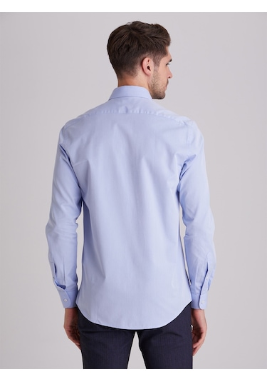 Dufy Mavi Erkek Slim Fit  Uzun Kol Gömlek - 40391 Mavi