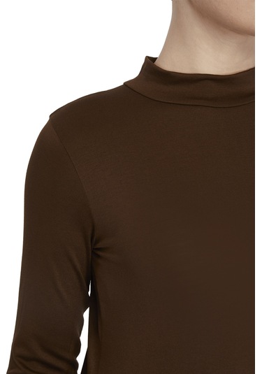 Kadın Organik Uzun Kollu Balıkçı Yakalı Body Çikolata