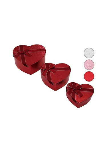 3pcs Kalp Parlak Renkli - Kabartma Desen Karton Hediye Kutusu Çok Renkli