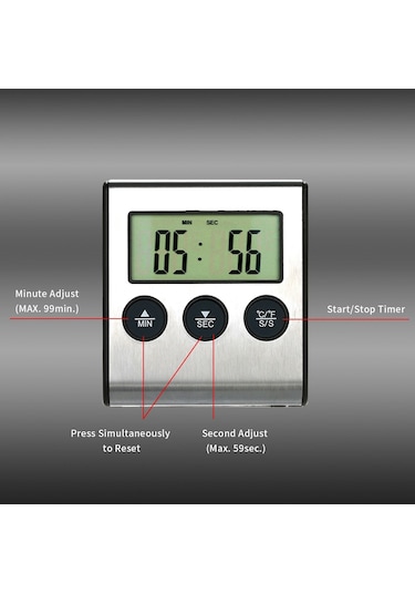 Mutfak Barbekü Izgara Gıda Lcd Dijital Alarmlı Termometre 0 250 Derecec
