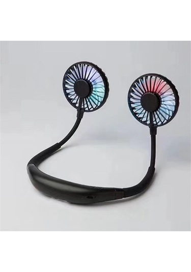 Çift Soğutmalı Taşınabilir Usb Şarjlı Boyun Fanı 0893 Siyah