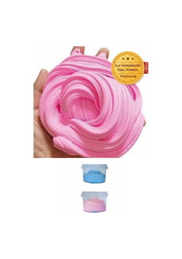 Ele Yapışmayan Pembe-mavi Slime 2 Li Pofuduk Slaym Oyun Hamuru