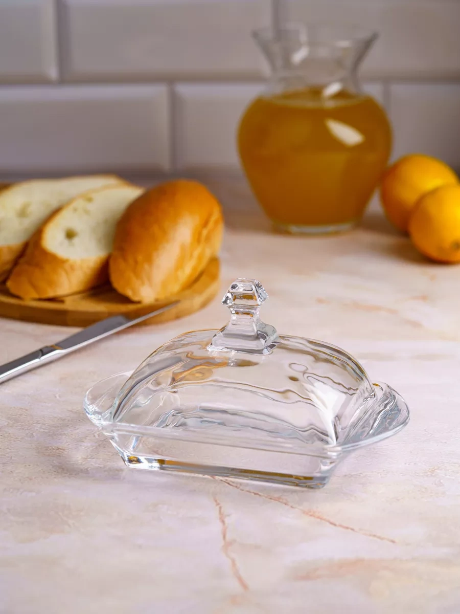 Homehoud Tereyağı İçin Cam Kase, Krem Peynir Kabı Kapaklı 165080990 Beyaz