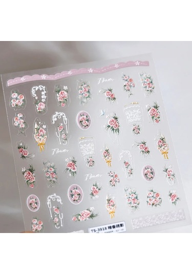 1 Adet 5d Japon Pembe Petal Kabartmalı Nail Art Etiketler Zarif Retro Çiçek Kendinden Yapışkanlı Transfer Tırnak Süslemeleri Çıkartmaları Dıy Yeşim Yeşil